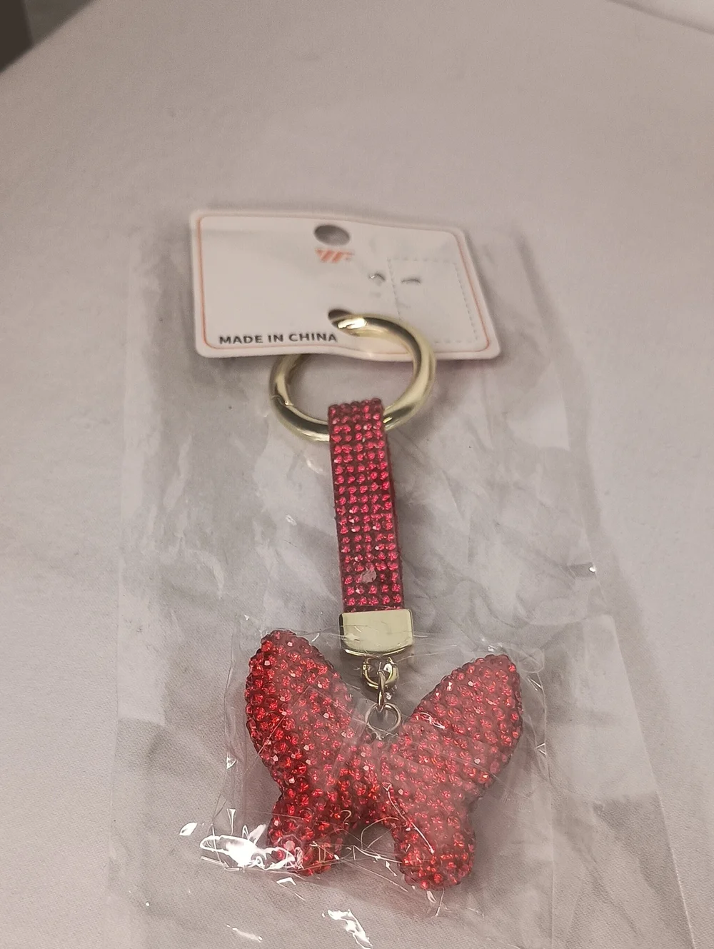 Rhinestone Butterfly Keychain / Bag Charm Purse Accessories Red Diamond